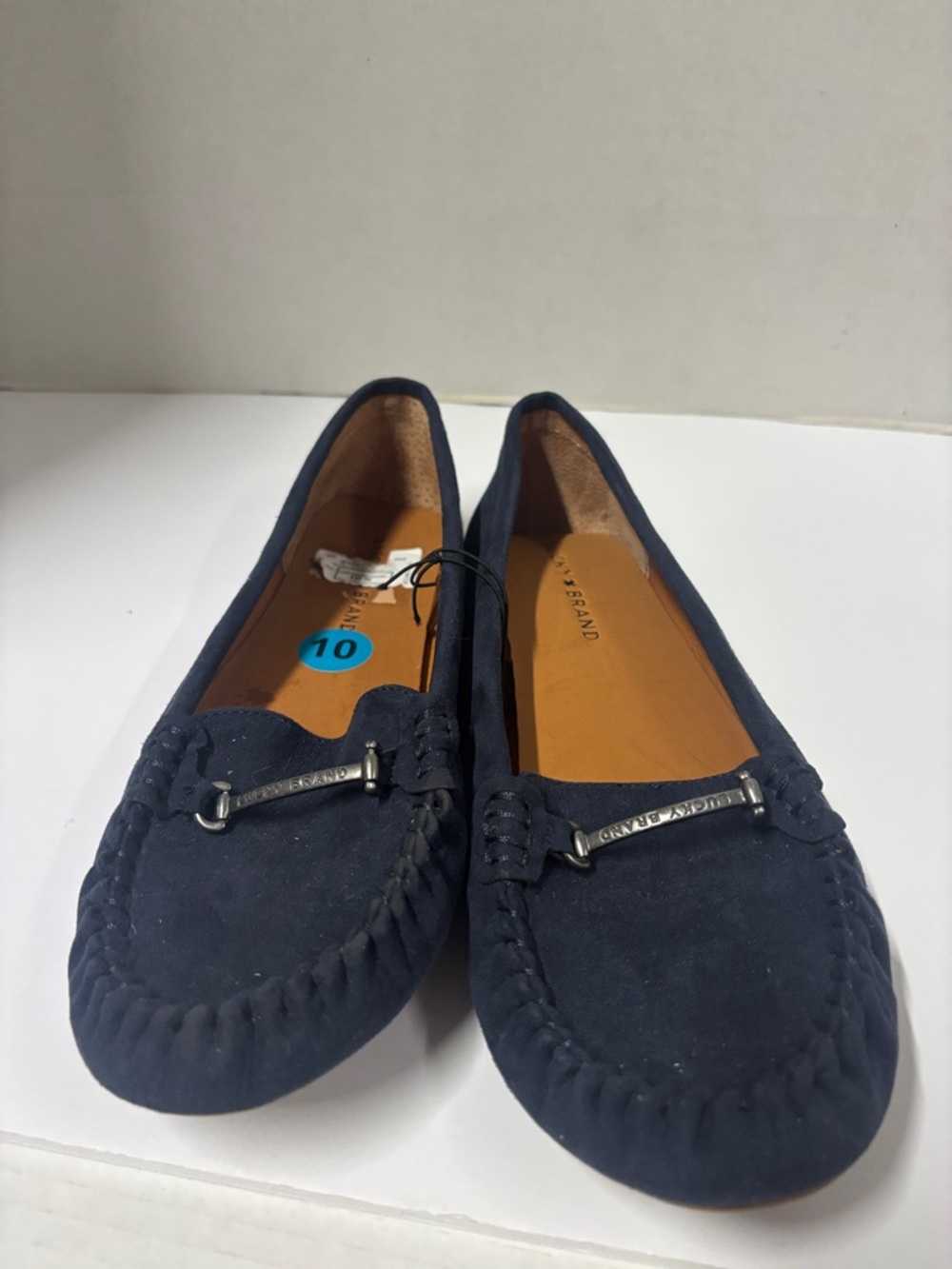 Lucky Brand Navy Suede Moccasin Loafers with Metal Bit